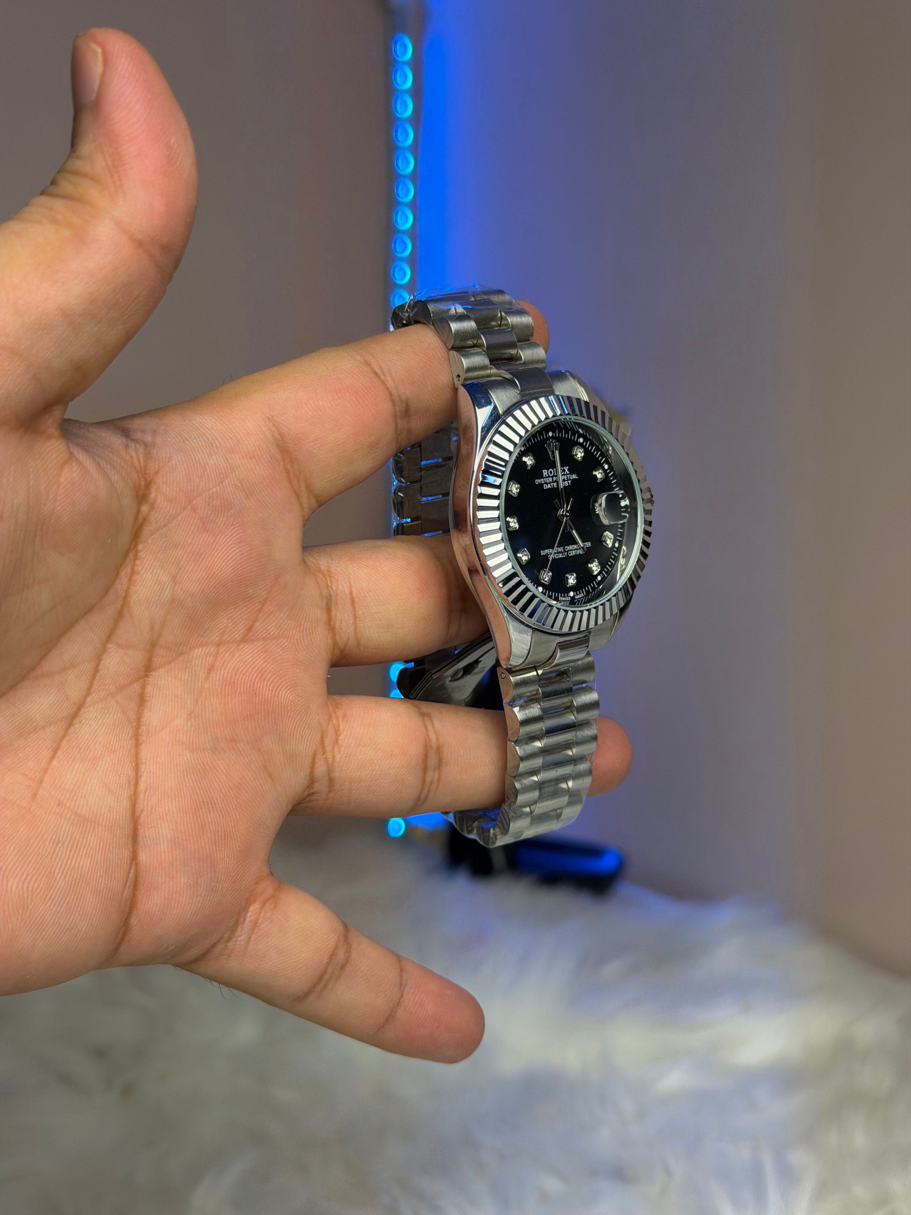 Rolex Date-Just Black Dial Diamond