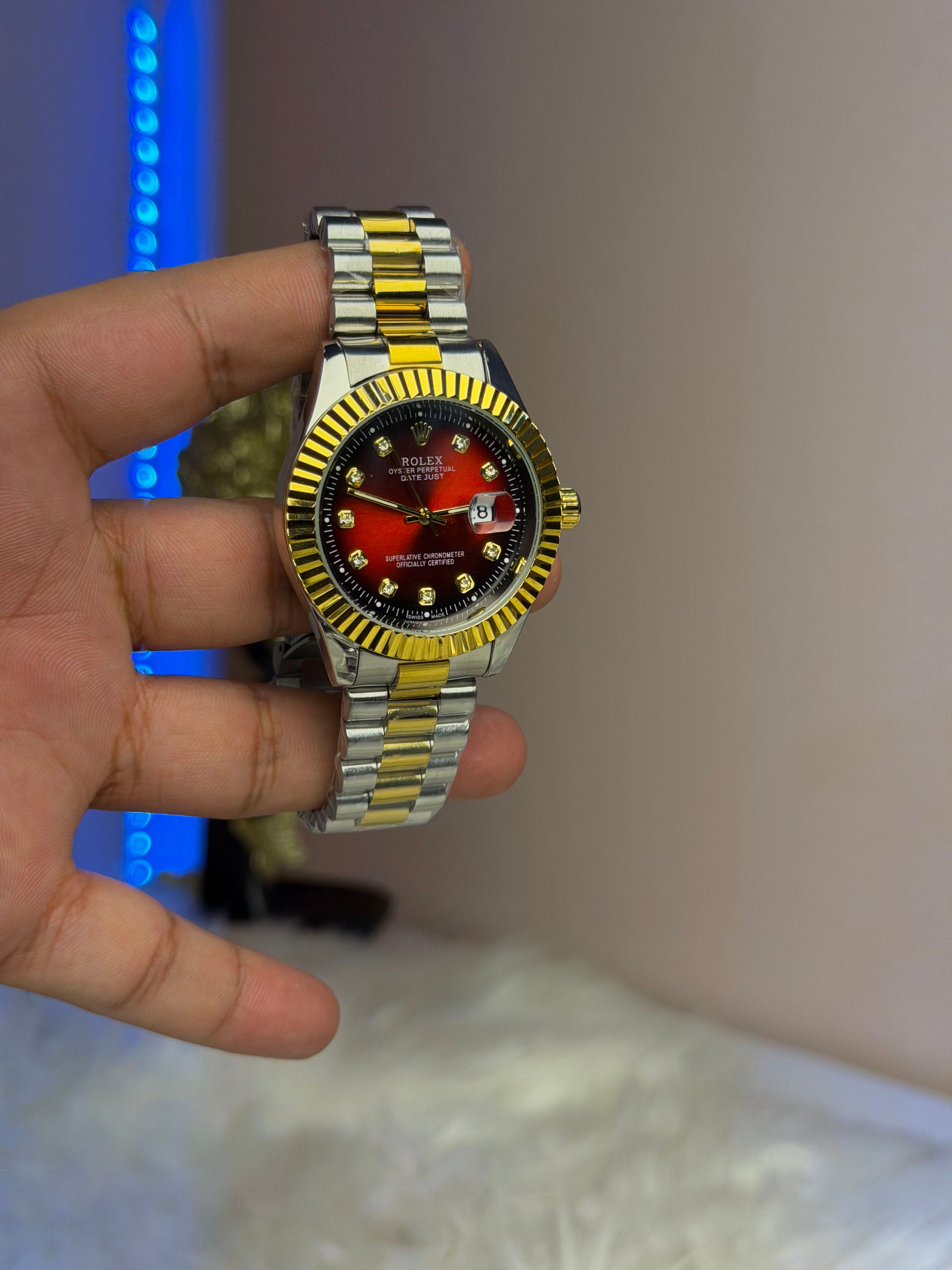 Rolex Date-Just Red Dial Diamond