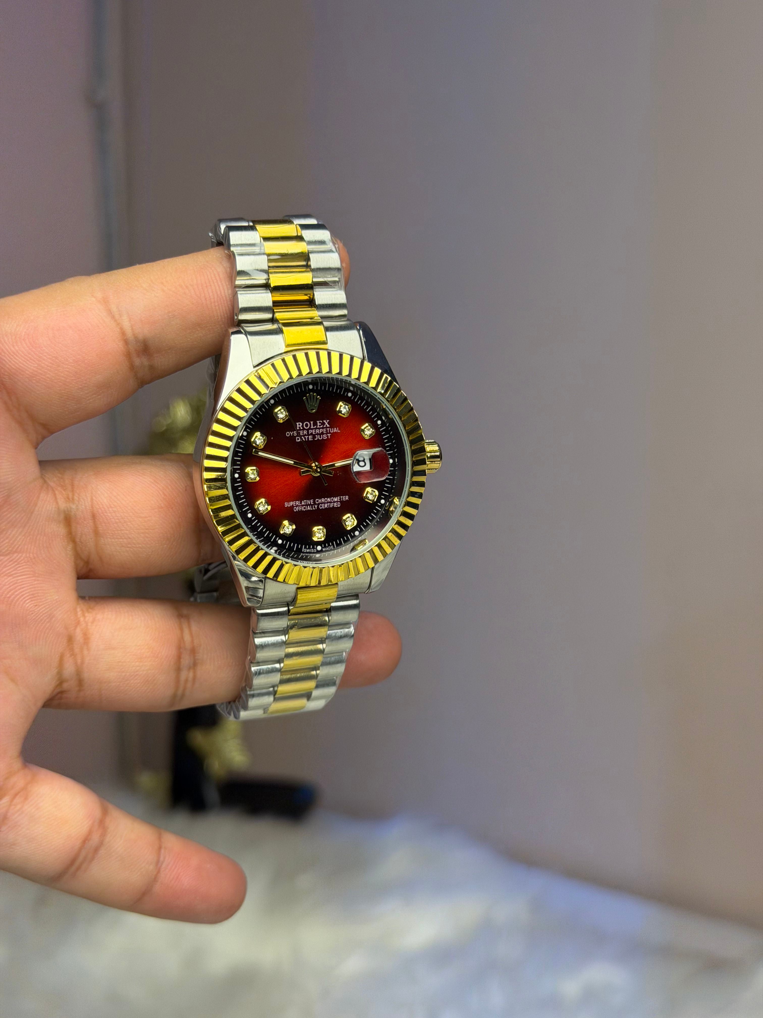 Rolex Date-Just Red Dial Diamond