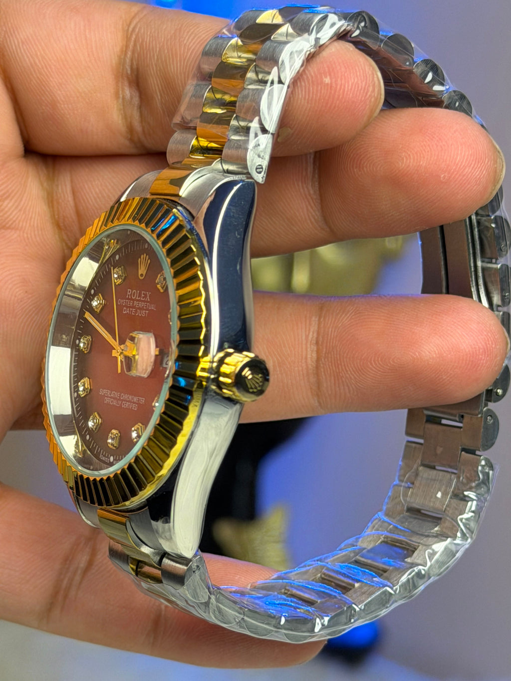 Rolex Date-Just Red Dial Diamond