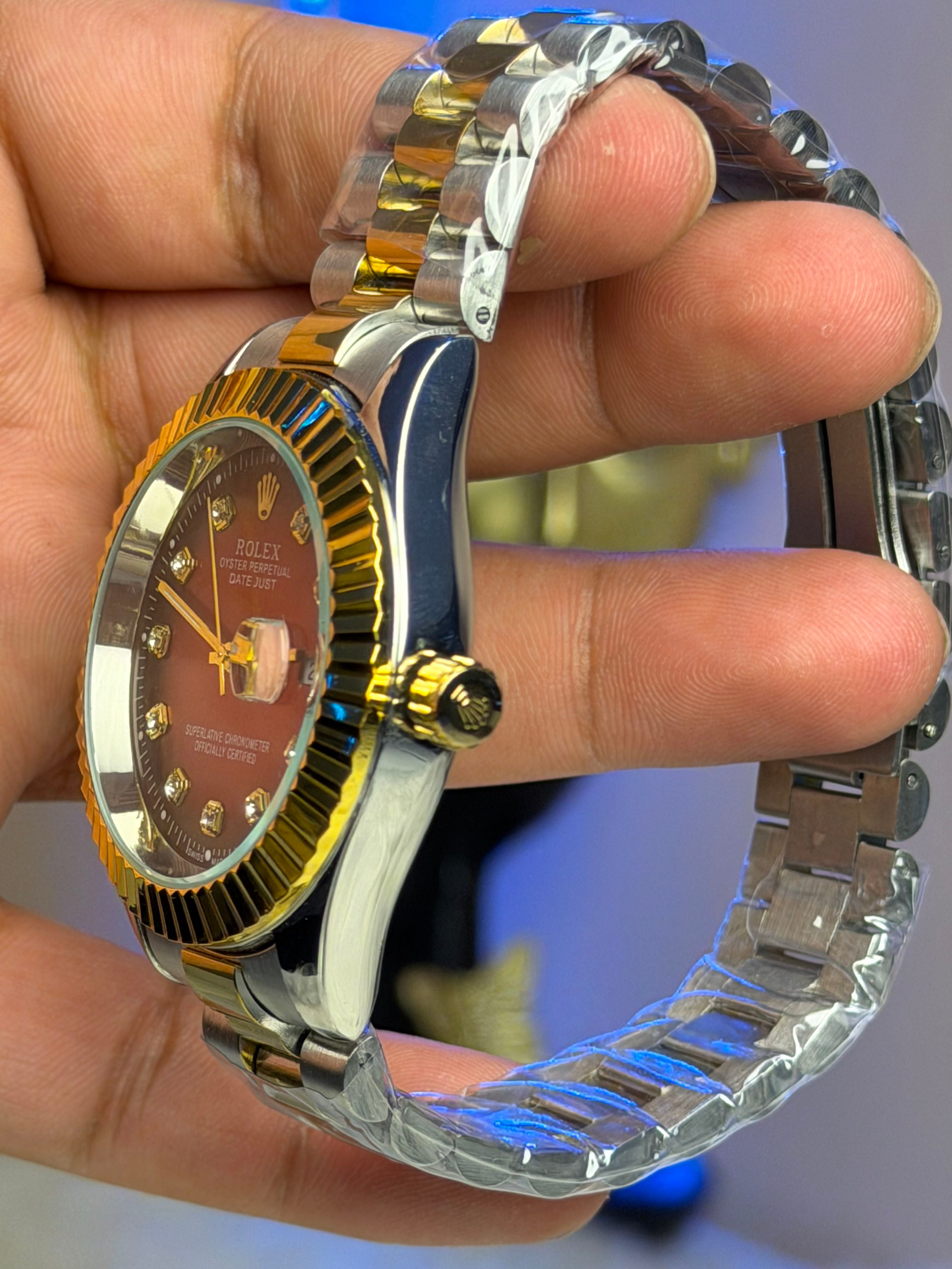 Rolex Date-Just Red Dial Diamond