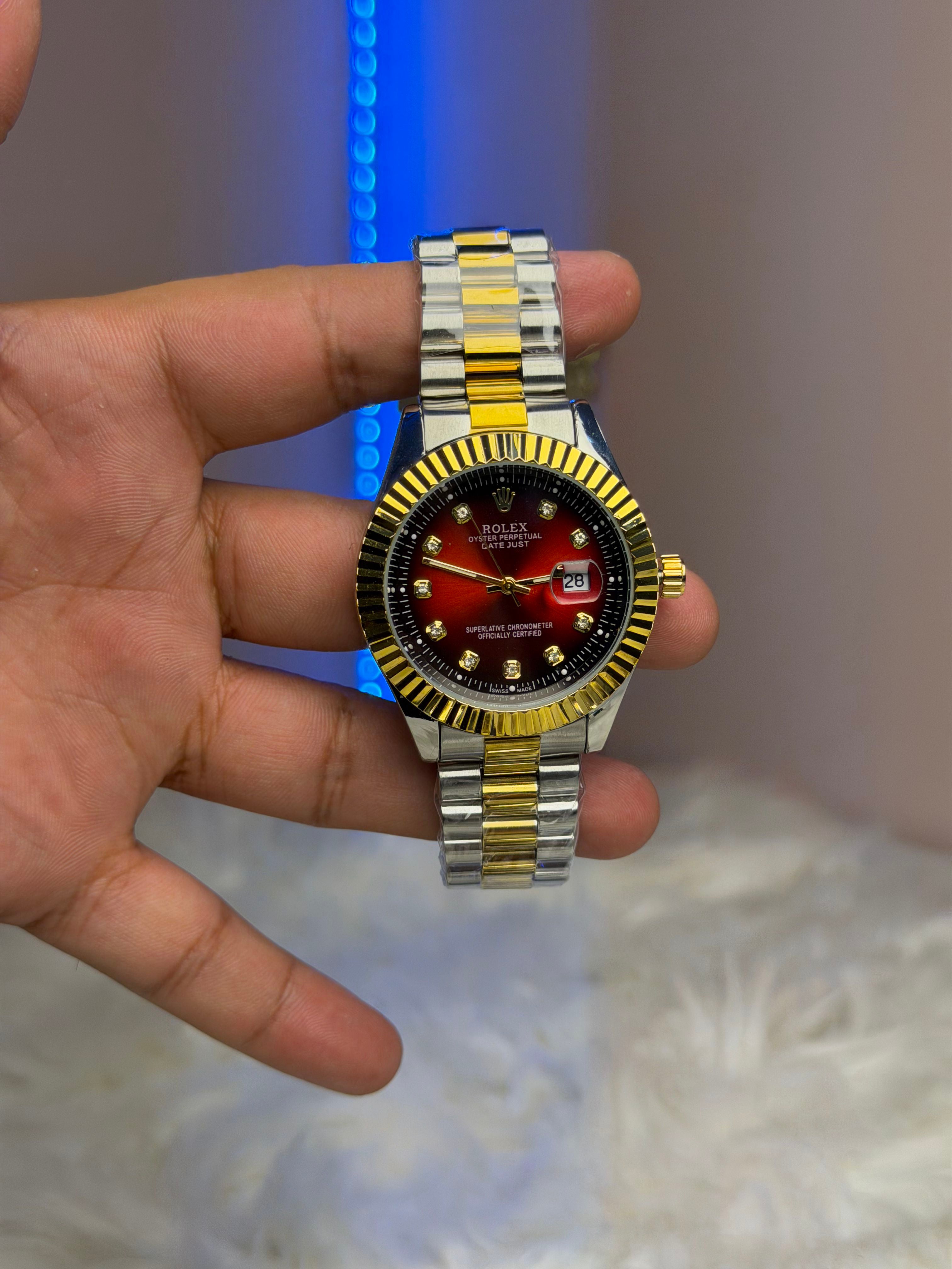 Rolex Date-Just Red Dial Diamond