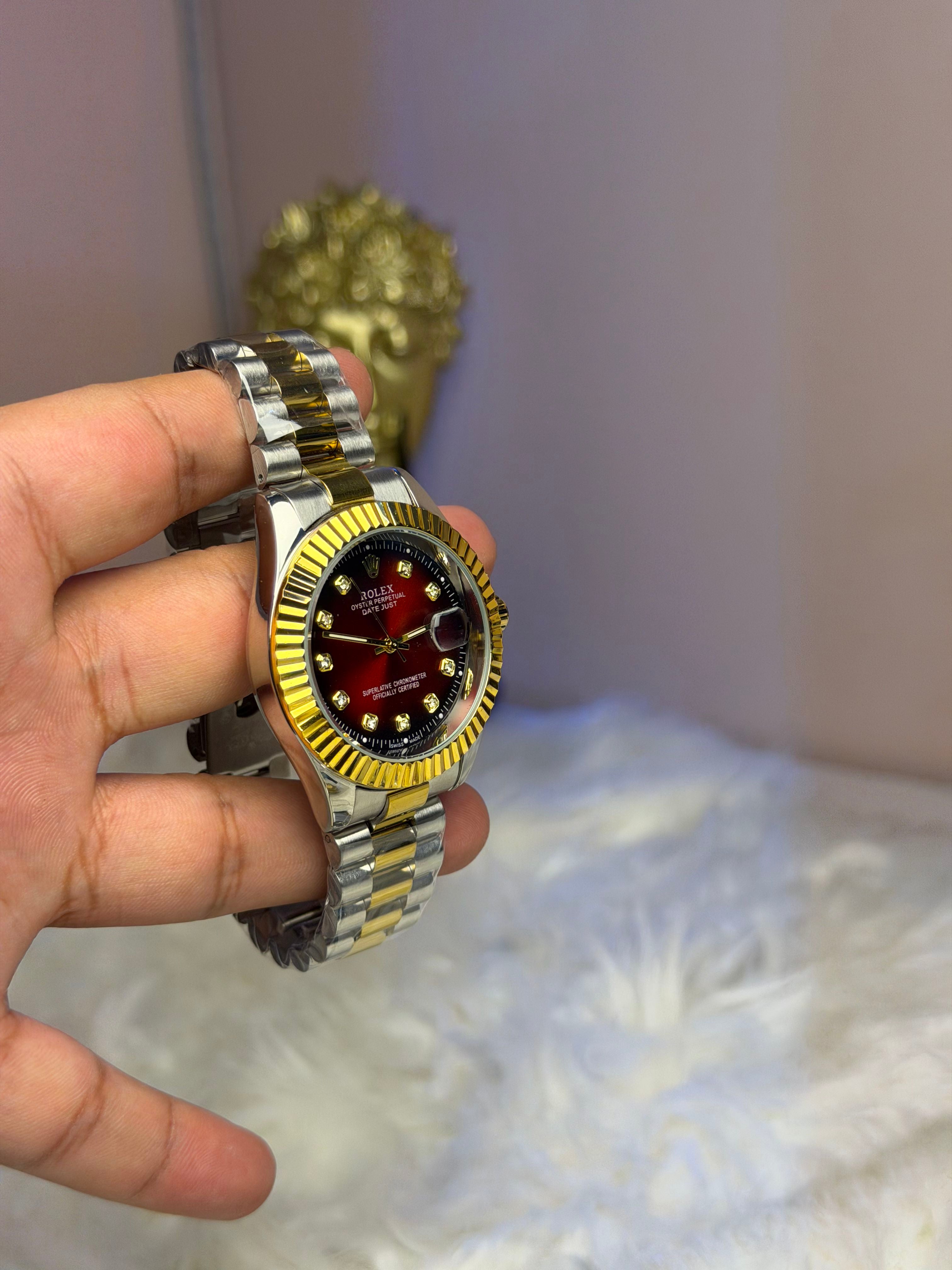 Rolex Date-Just Red Dial Diamond