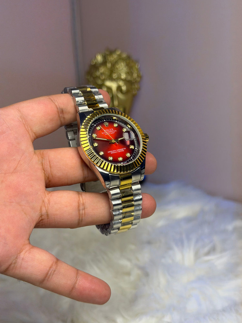 Rolex Date-Just Red Dial Diamond