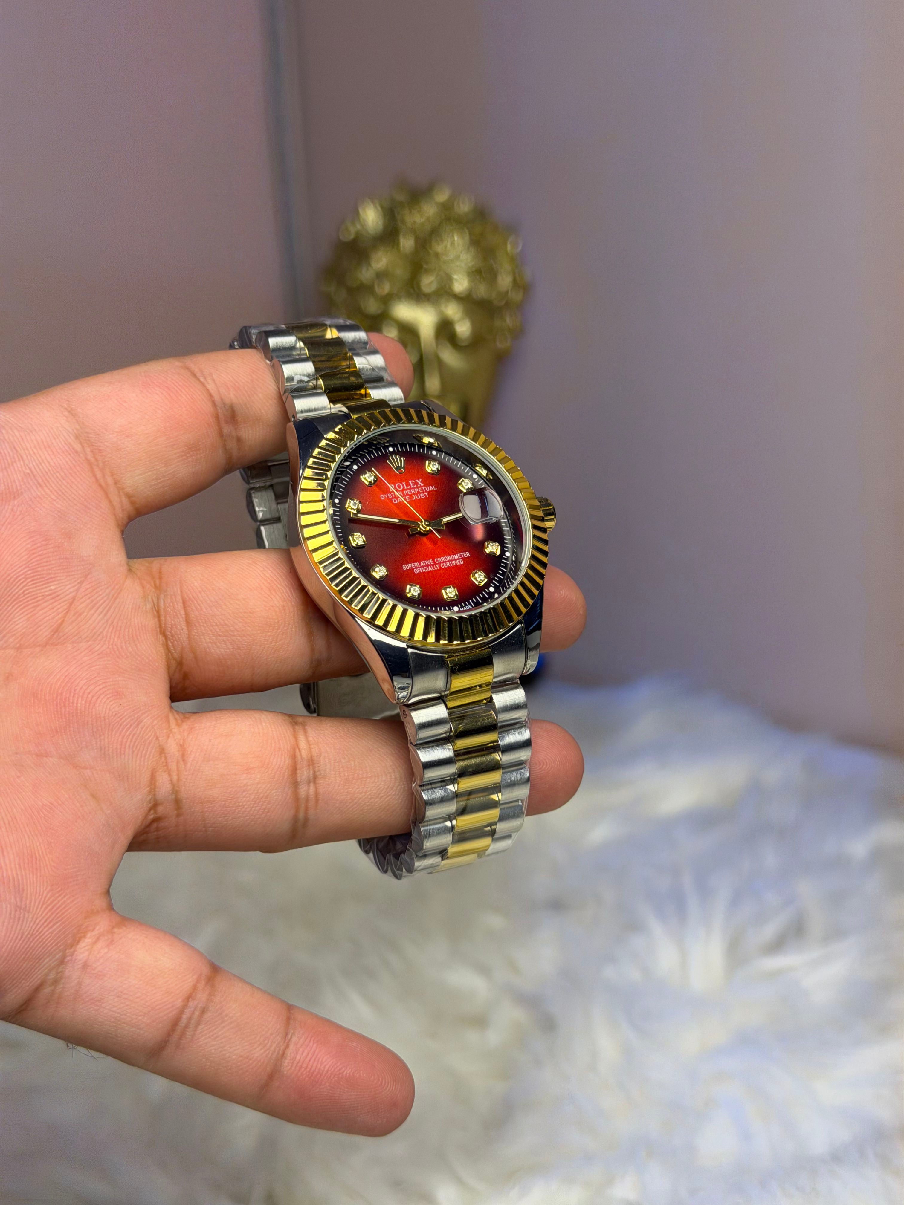 Rolex Date-Just Red Dial Diamond