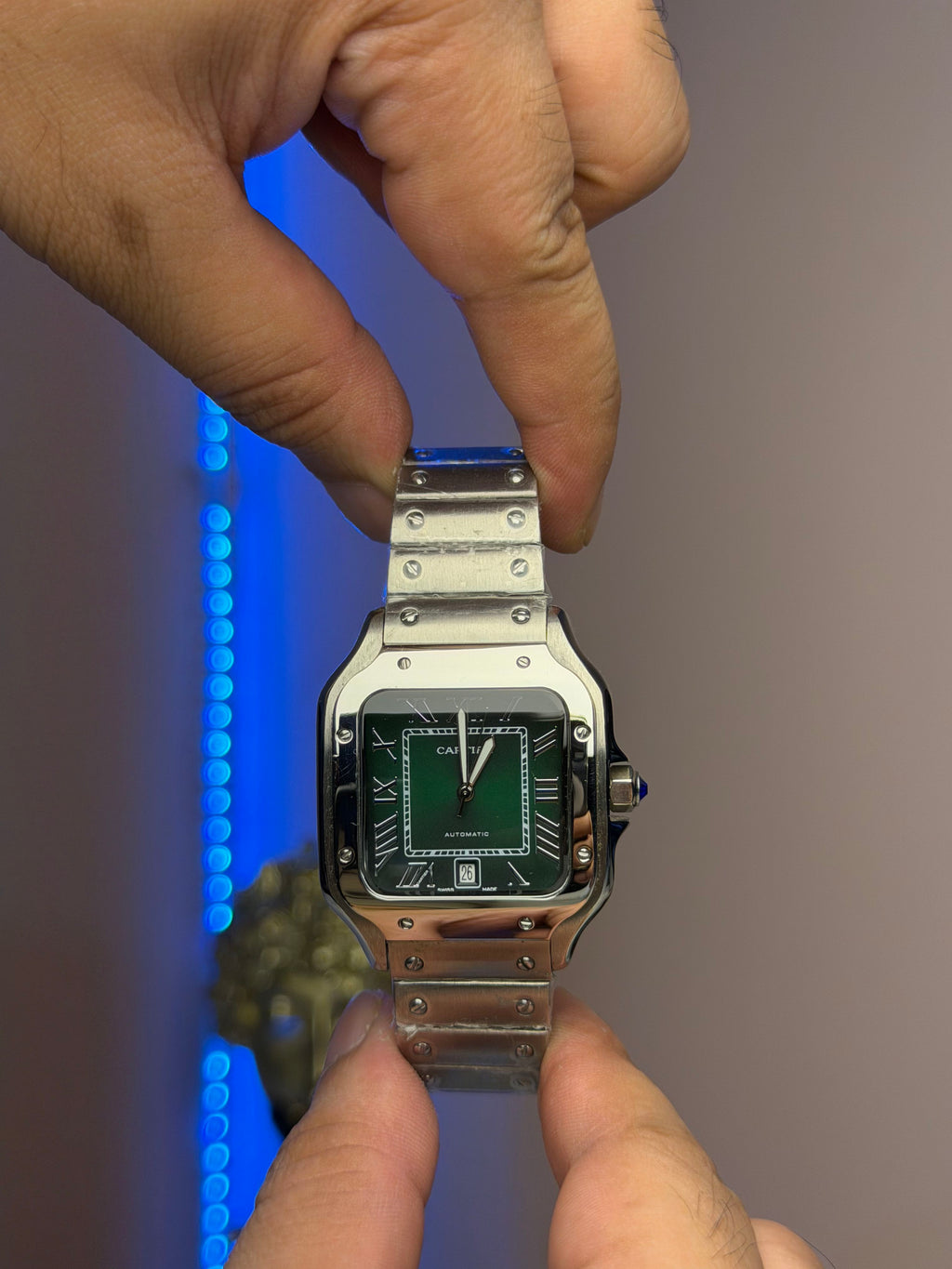 Cartier Santos Green Dial Square Case