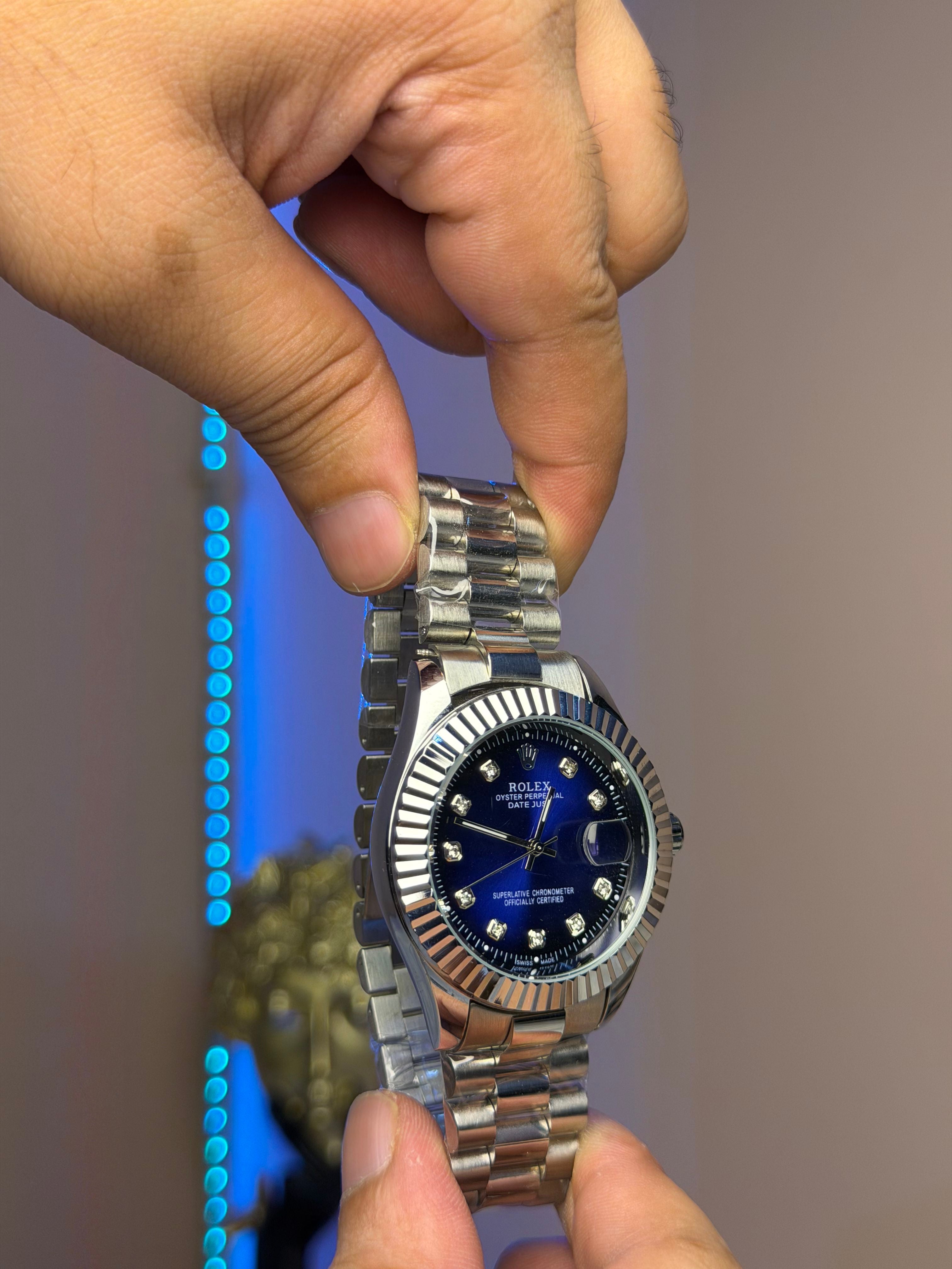 Rolex Date-Just Blue Dial Diamond