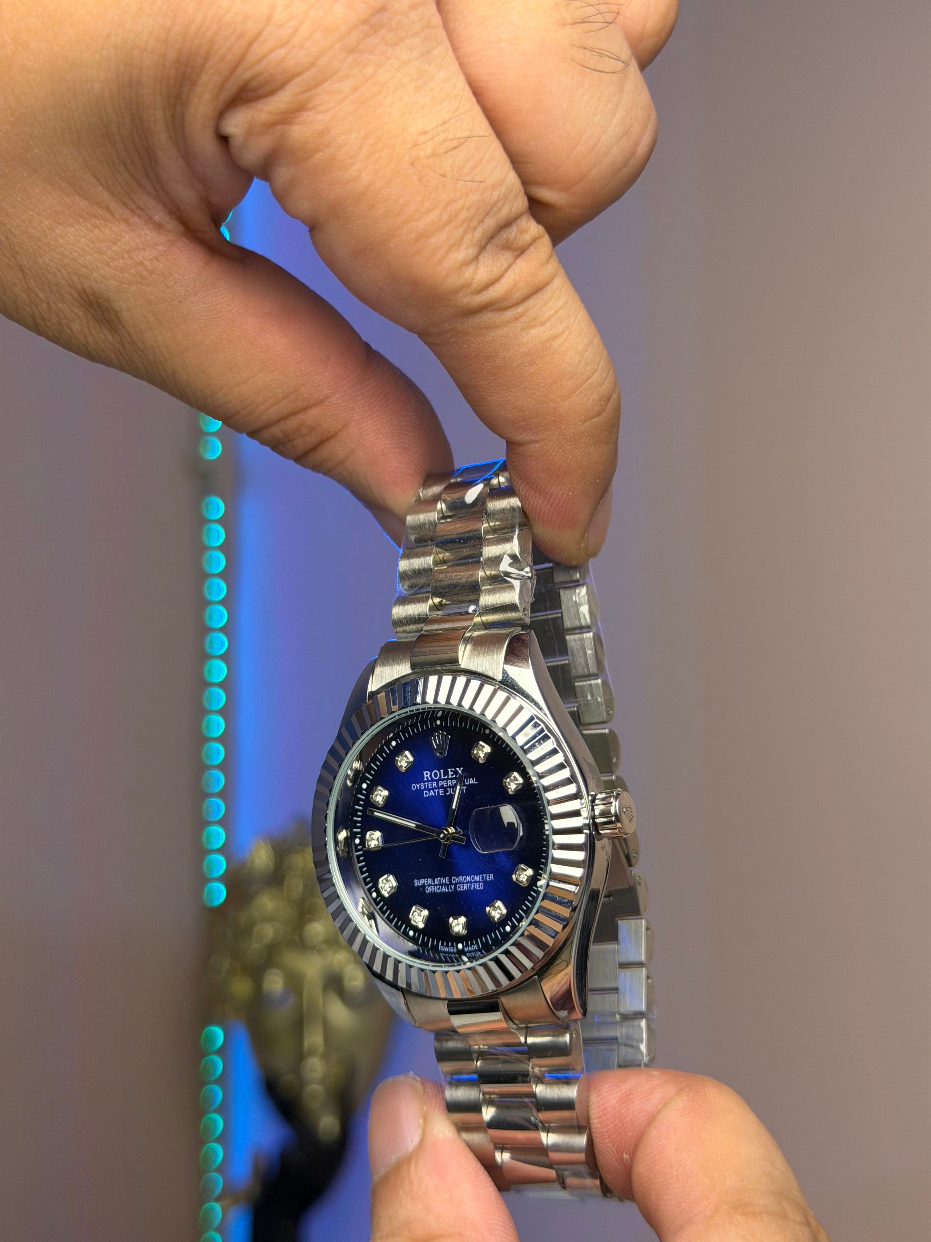 Rolex Date-Just Blue Dial Diamond